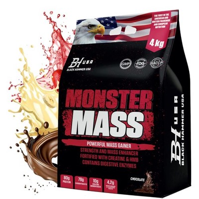 Monster Mass Gainer 4/8kg Weight Gain High Calorie Protein Carb Black Hammer USA