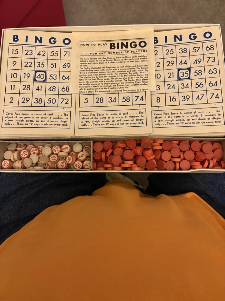 Vintage 1960 Milton Bradley BINGO Game Set Cards and Wooden Numbers - Image 4 of 4