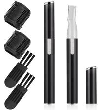 Chumia 2 Pcs Electric Eyebrow Trimmer Women Precision Face Razors Mini Black 