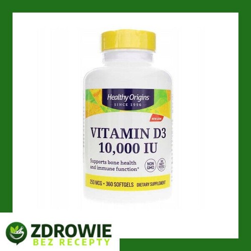 Vitamine D3 Healthy Origins - 10000 UI - 360 Gélules - Bien-être Général - Sans Gluten