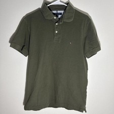 Tommy Hilfiger Men's Slim Fit Stretch Short Sleeve Polo Pique Olive Green Large