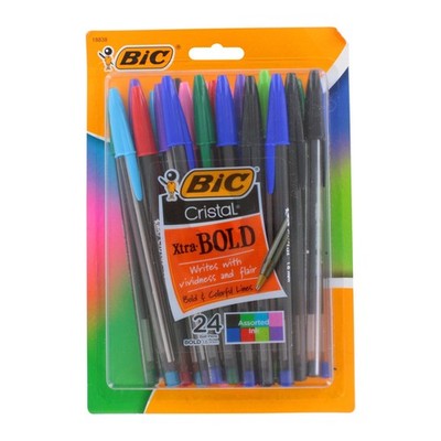 BIC Cristal Xtra Bold Ballpoint Pens, 24 Count (Pack of 1), Assorted