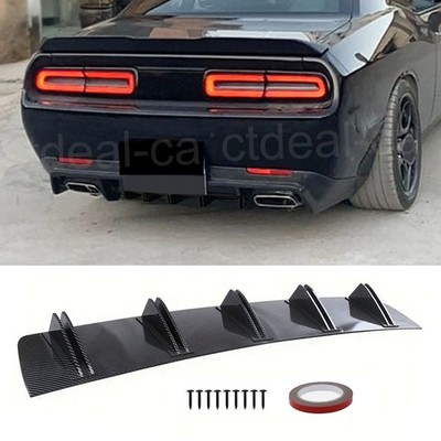 Carbon Fiber Look Rear Bumper Diffuser Shark Fin Lip For Benz W204 W205 C200 C63