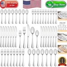 Elegant 60-Piece Flatware Set for 12 – Rust Resistant & Dishwasher Safe Cutlery