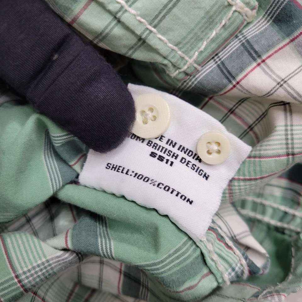 Superdry Camisa Mujer Pequeña A Cuadros Botones Top Informal Western Manga Larga Verde Foto 4 de 4