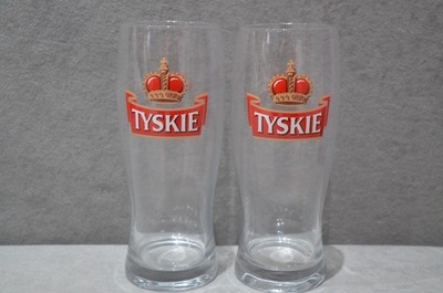 2x Tyskie One Pint 20oz Polish Beer Glass Poland Polska Tychy Brandneu CE M15
