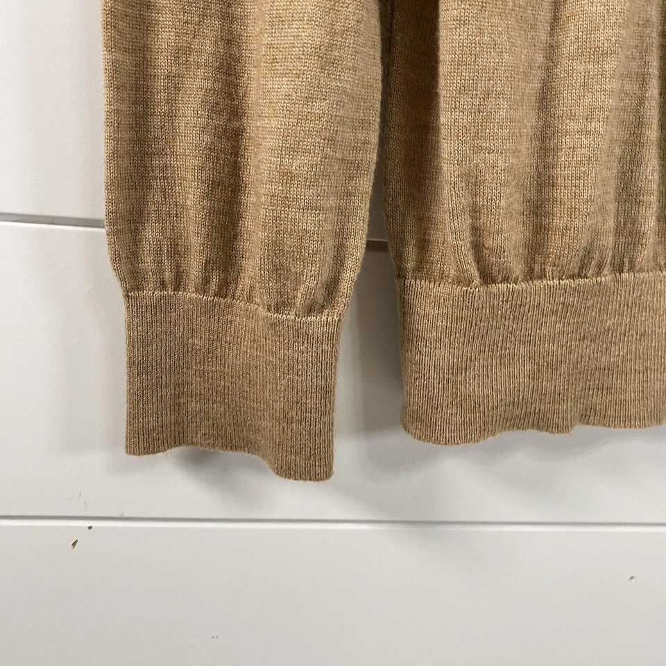 H&M Sweater Mens Large Tan Merino Wool Blend Crewneck Lightweight Pullover - Image 2 of 4