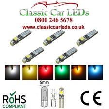 5 x 286 T5 LED DASHBOARD CLOCK UPGRADE BULBS T5 74 WEDGE CAPLESS 5MM LLB286