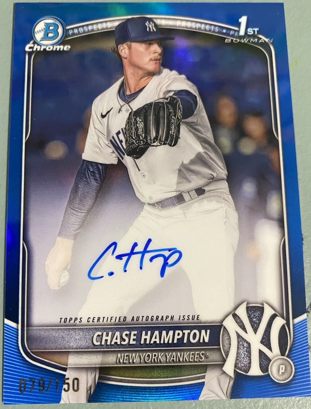 2025 Bowman Chrome - Chase Hampton #CPA-CHA True Blue Refractor AUTO /150