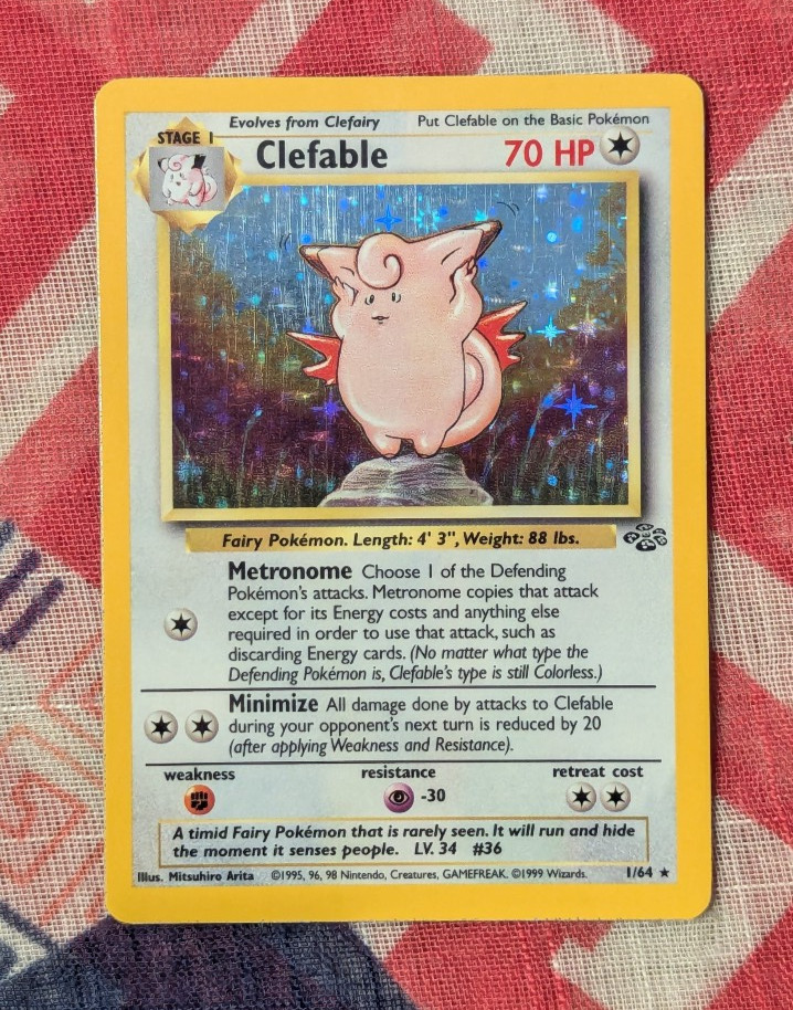 Rare Clefable 1 / 64 Jungle Unlimited Holo Pokemon TCG Card NM