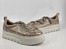 J / Slides Women's Gold Metallic Leather Platform Sneakers US Size 8.5