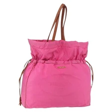 Prada Logo Drawstring Tote Tessuto Pink Nylon Tote Bag Bag Authentic