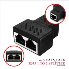 RJ45 Ethernet Splitter 1 to 2 Adapter Network Cable Connector for PC Router