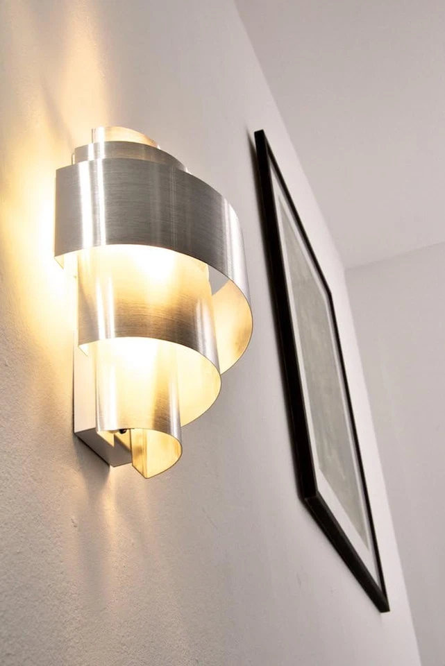 Lampada Da Parete Lucillo in Metallo in Alluminio Spazzolato, Lampada Da Parete  - Immagine 4 di 4