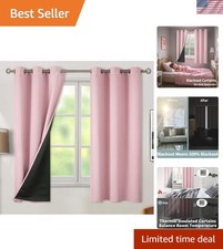 Baby Pink Blackout Curtains for Girls Room 63 Inch Length 2 Panels, Thermal I...