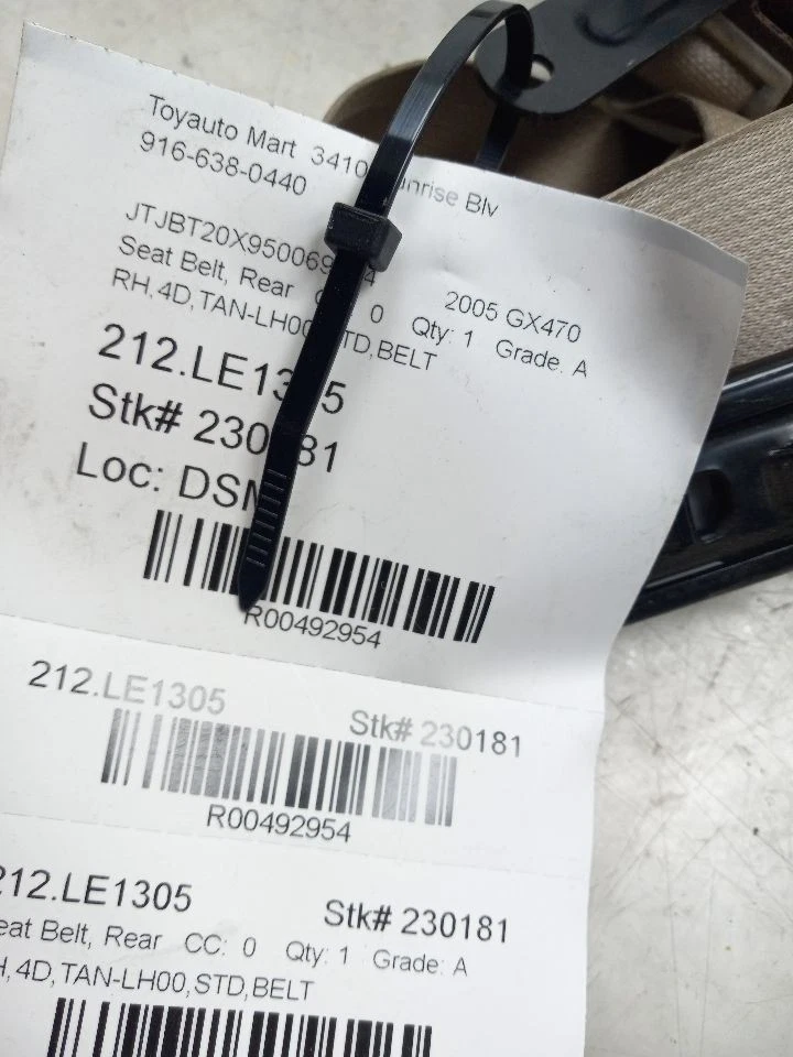 03 04 05 06 07 08 09 Cinturón de seguridad trasero derecho pasajero Lexus GX470 BRONCEADO LH00 Foto 4 de 4