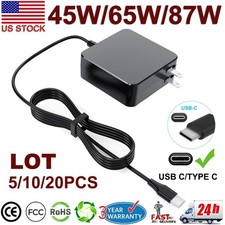 Lot 45/65/87W USB C/Type-C Power Adapter Charger for Lenovo/ASUS/Acer/Dell/Apple
