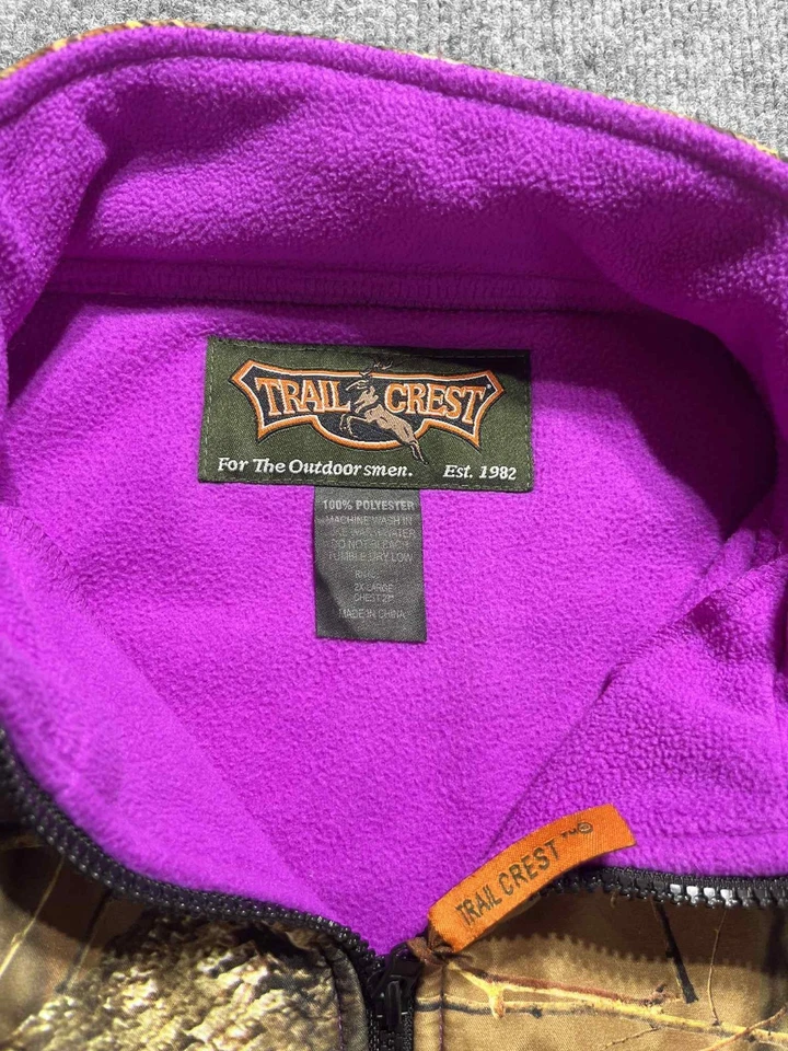Trail Crest Womens Zip Camo Fleece Jacket Size 2XL Purple And Camo - Image 4 of 4