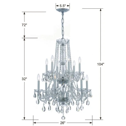 Traditional Crystal 26"W Polished Chrome 12-Light Chandelier - Picture 7 of 7