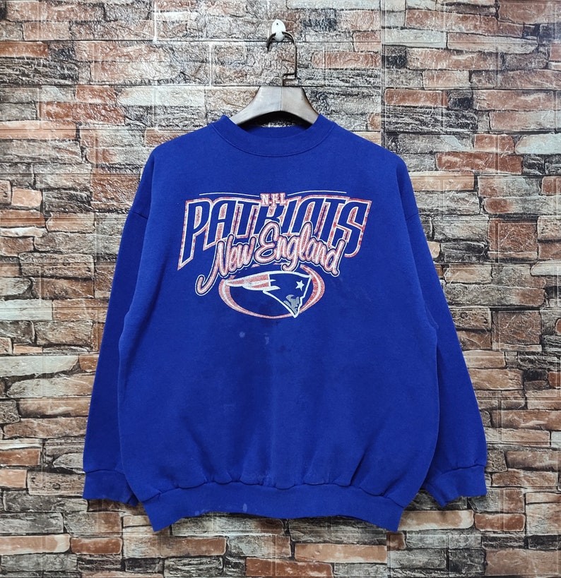 New England Patriots NFL reprinted blue crewneck sweatshirt TE9359
