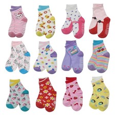 Toddlers Kids Non Slip Crew Socks 12 Pairs with Grips for 1-7 Years Old