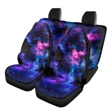 Blue Galaxy Car Seat Covers Full Set Purple Nebula And Shining Blue Purple