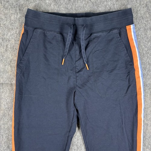 Psycho Bunny Sweatpants Men's Medium Blue Orange Striped Drawstring Pockets - Picture 3 of 10