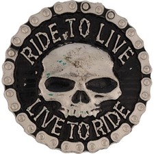 Skull Live To Ride Hd Mc Outlaw Rebel Biker Motorcycle Bike Chain Belt Buckle