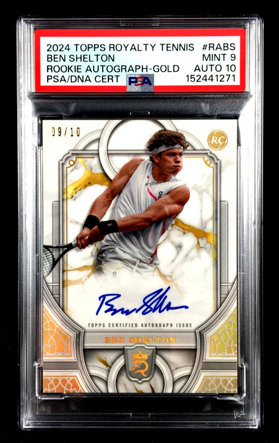 PSA 9 10 Ben Shelton 2024 Topps Royalty Tennis ROOKIE AUTOGRAPH Gold /10 Auto B
