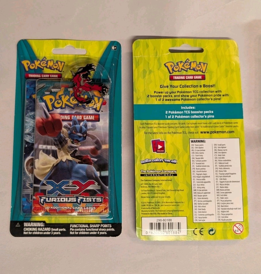 1x Pokemon 2-Booster Blister Pack Yveltal Pin XY Furious Fists