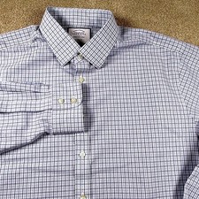 Charles Tyrwhitt Men's 18/37 2XL Blue Check Non Iron Classic Fit Button Up