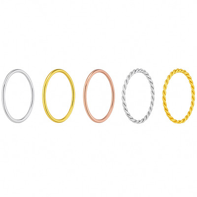 Sterlingsilber dünner schlichter & gedrehter Spiralbandring vorsteckbar D - T