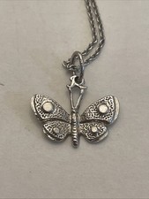 Sterling Silver/925 Lucky Butterfly Pendant Charm 18 Italy Chain Necklace