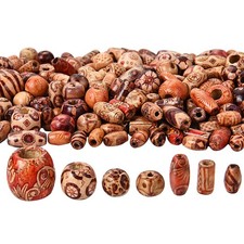 400 Pieces Printed Wooden Beads Various Shapes Loose Wood Beads for Jewelry M...