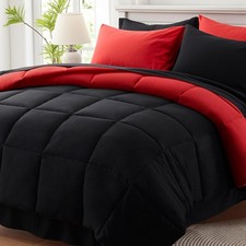 Queen Comforter Set 7 Piece, Reversible Bed in a Bag Queen Size, Lightweight Bed