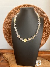 VTG Aurora Borealis Crystal Bead Necklace Faceted Graduated AB 15 - 18  Choker