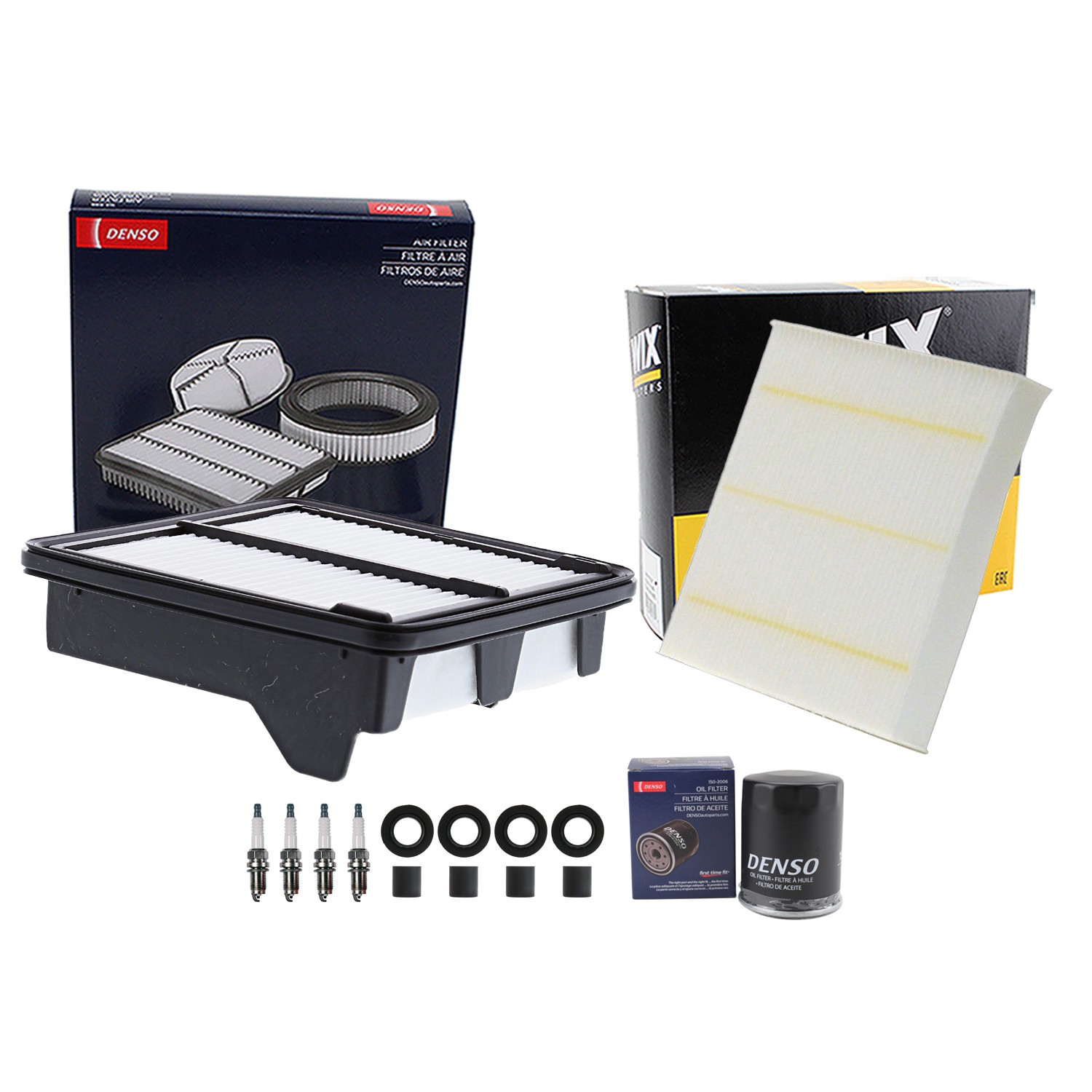 Denso Tune Up Kit NGK 4 Spark Plugs and Boots Kit for Fit 1.5 L4 L15A7 2009-2013