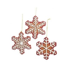 Iced Gingerbread Snowflake Ornaments - Set of 3 - Snowflake Gingerbread