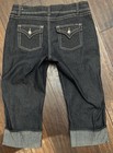 Angels Jeans Women's Dark Blue Denim Cropped Pants Button Pockets Plus — photo 3