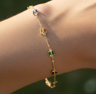 Delicate Butterfly Charm Bracelet Gold Plated Brass Chain Bracelet for Women