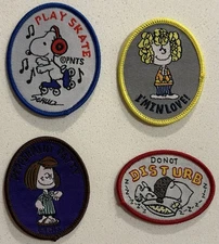 Set of 4 - Peanuts Snoopy Embroidered Patches ** Sew-On ONLY