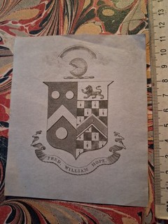 19th cent Armorial EX LIBRIS BOOKPLATE Fred. William Hope