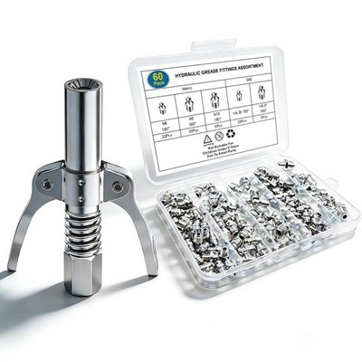 Grease Coupler with 60pcs Grease Fittings Assortment, Zerk Grease Fittings Ki...