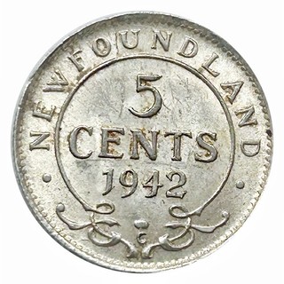 1942 Newfoundland 5 Cent Silver Coin High Grade Extra Fine Rare Coin#0528