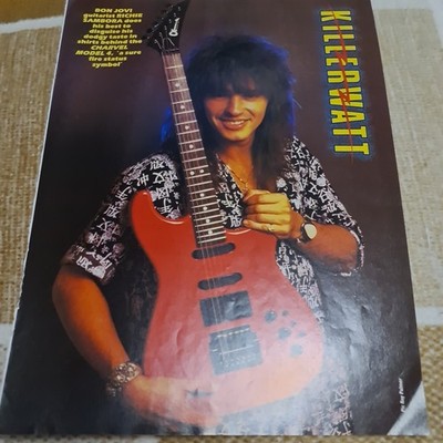 Vintage RICHIE SAMBORA BON JOVI 1986 CHARVEL GUITAR 4 A4 POSTER KERRANG MAGAZINE