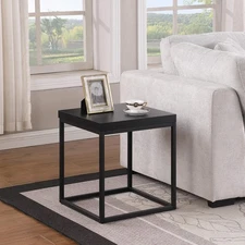 18-Inch Black Marble Accent End Table/Side Table for Living Room, Modern Indu...