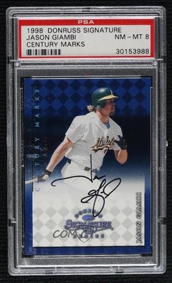 1998 Donruss Signature Series Century Marks 58/100 Jason Giambi PSA 8 Auto 06bg