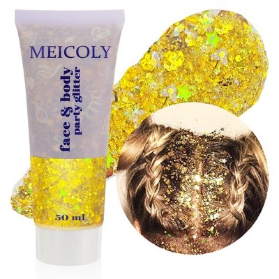 MEICOLY Gold Body Glitter,Yellow Face Glitter,Music 50 ml, gold body glitter
