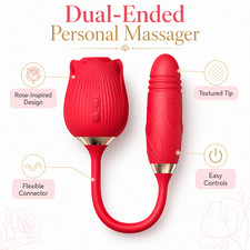 Dual-Ended Personal Massager for Women, Rose Design with Flexible Connector