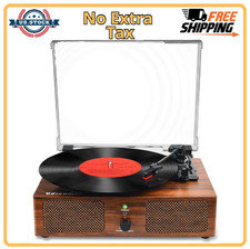 Vinyl Record Player Wireless Turntable with Built-In Speakers, USB Belt-Driven